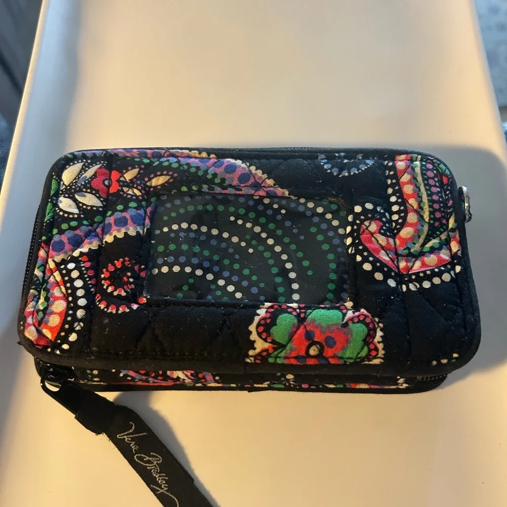 Vera Bradley Wallet Womens Black Paisley Floral Zip Around RFID Organizer Purse - Picture 5 of 9